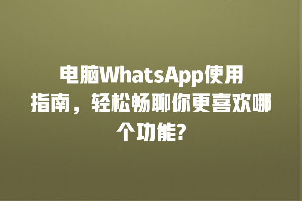 电脑WhatsApp使用指南,轻松畅聊你更喜欢哪个功能? 一