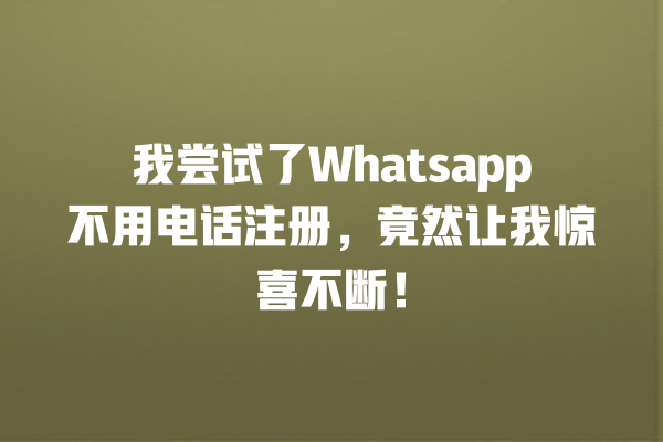 我尝试了Whatsapp不用电话注册,竟然让我惊喜不断! 一