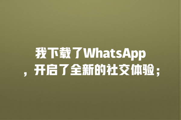 我下载了WhatsApp,开启了全新的社交体验; 一