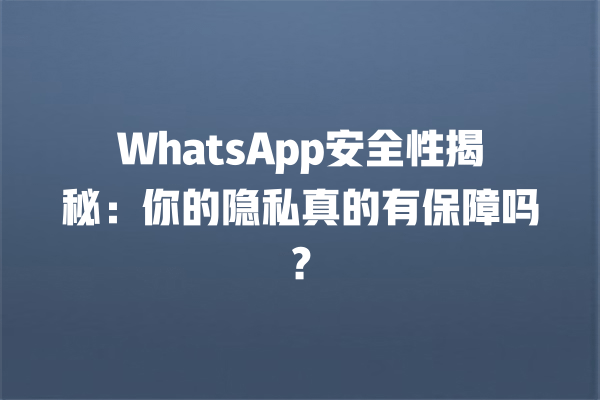 WhatsApp安全性揭秘:你的隐私真的有保障吗? 一