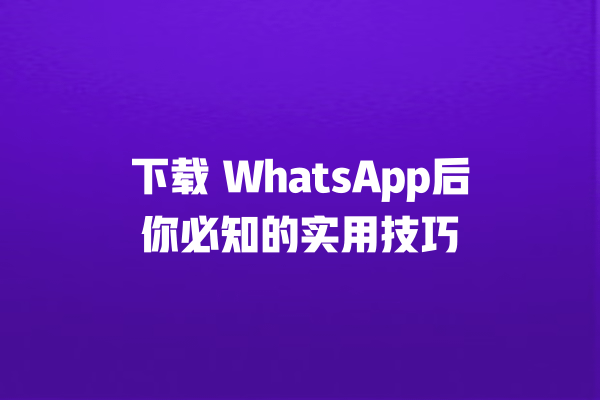 下载 WhatsApp后你必知的实用技巧 一