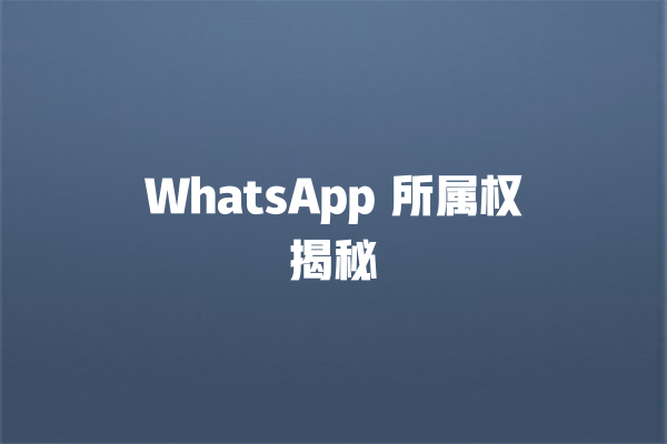 WhatsApp 所属权揭秘 一
