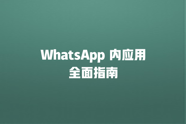 WhatsApp 内应用全面指南 一