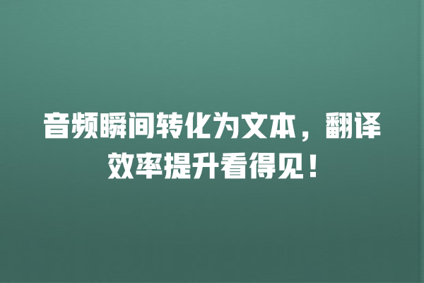 音频瞬间转化为文本,翻译效率提升看得见! 一